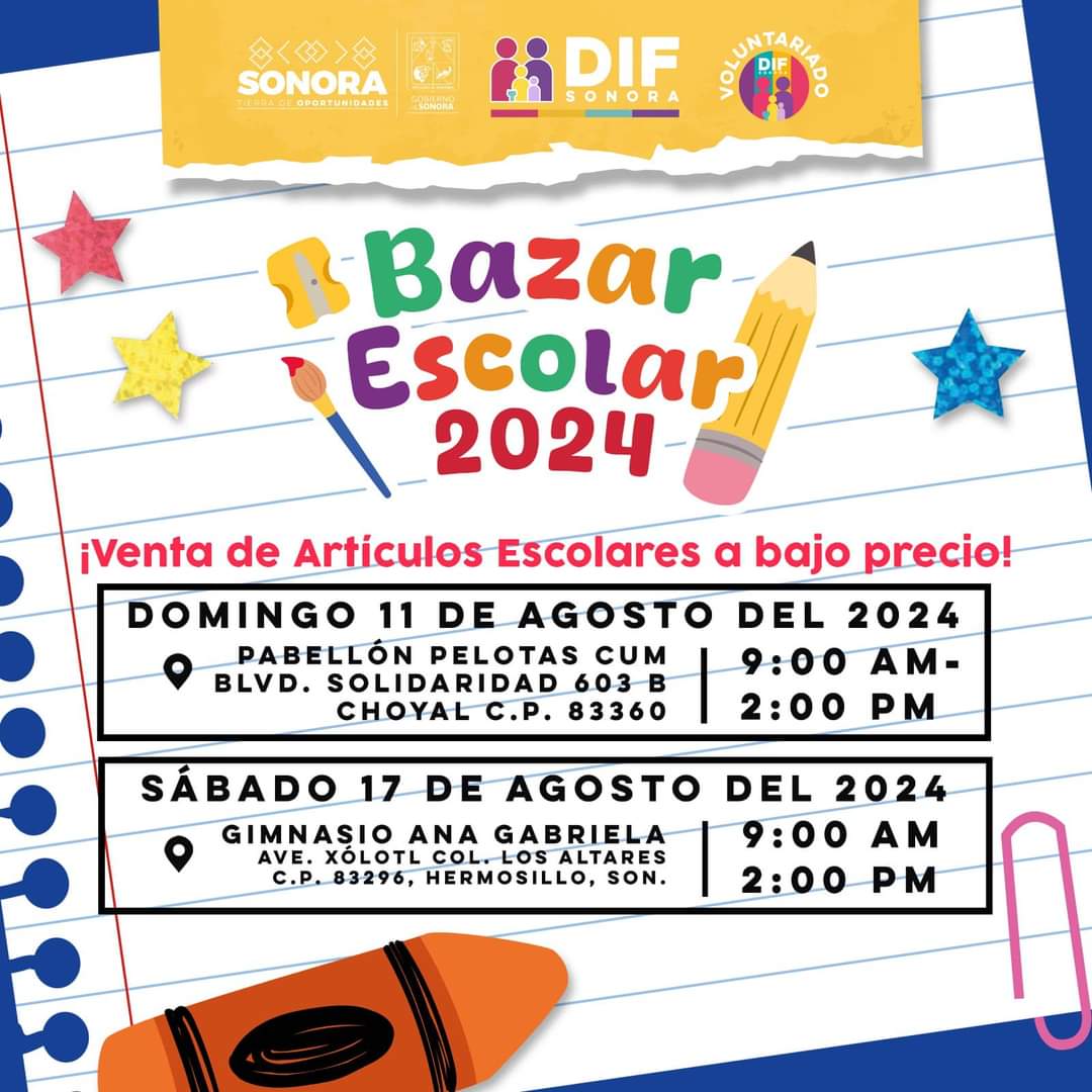 DIF Sonora Anuncia Bazar Escolar 2024