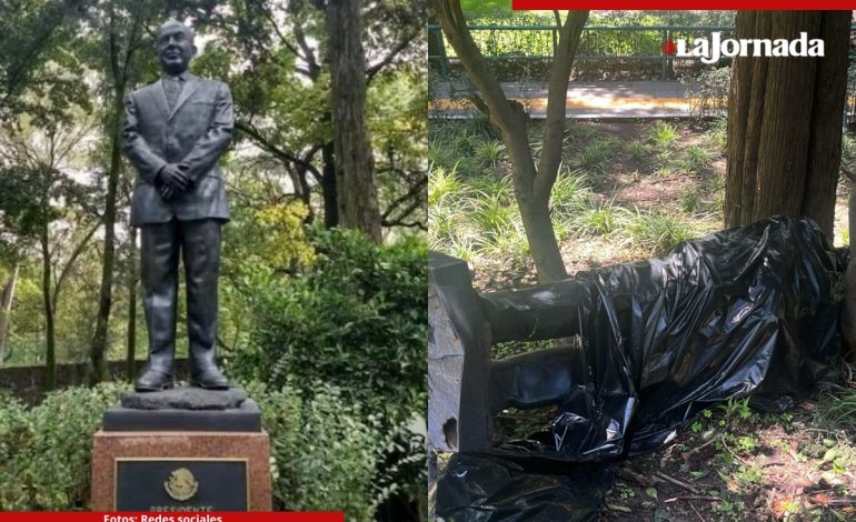 Derriba árbol estatua de Felipe Calderón en Los Pinos