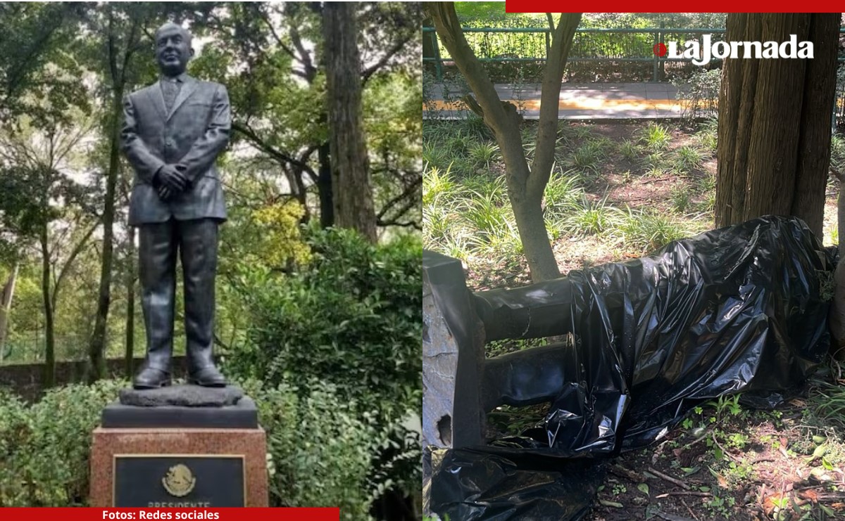 Derriba árbol estatua de Felipe Calderón en Los Pinos