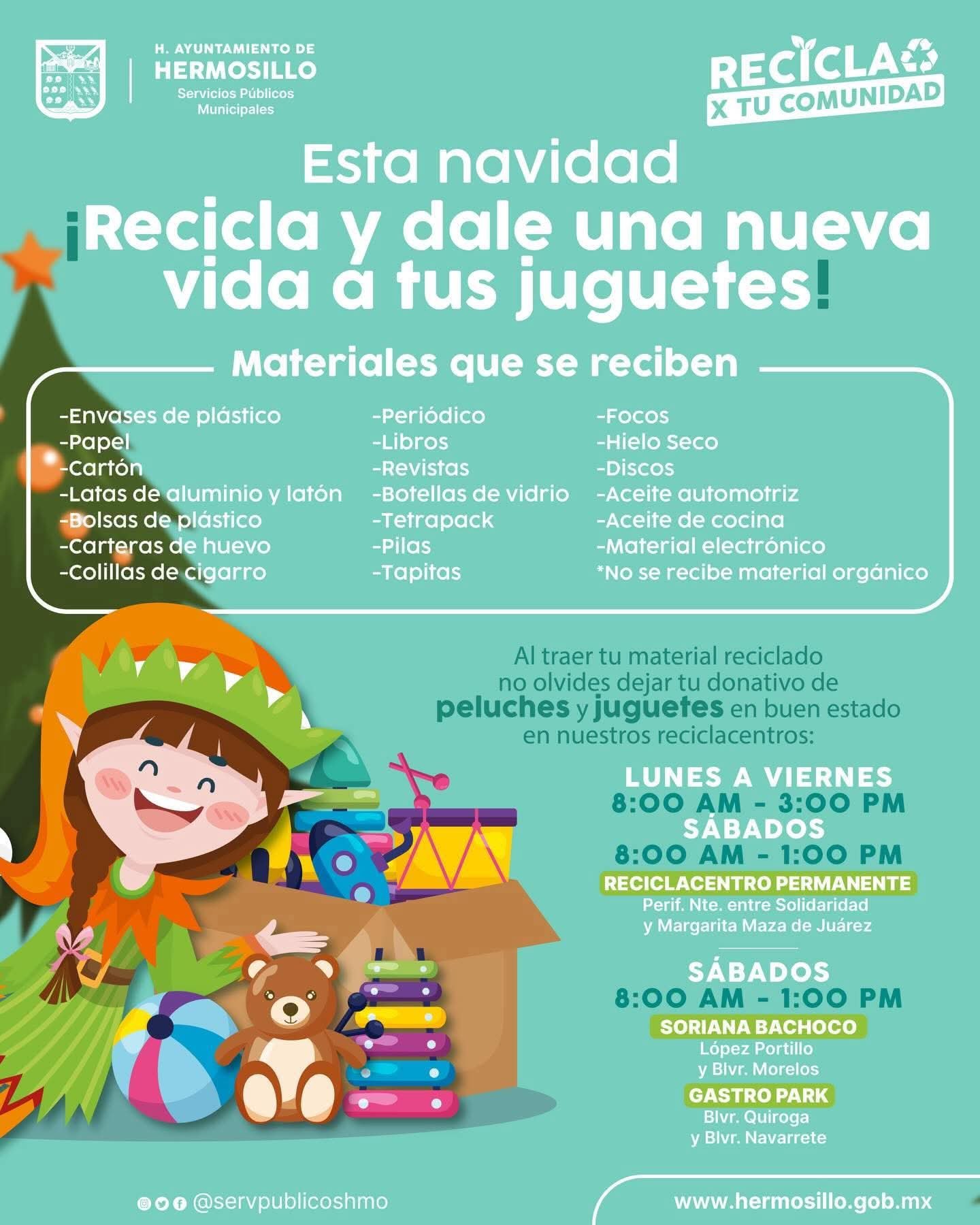 Invita Ayuntamiento de Hermosillo a donar juguetes con la campaña “Recicla y dale una nueva vida a tus juguetes”