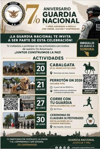 Invita Guardia Nacional a celebrar su 7.º aniversario en Sonora